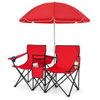 Cadeiras Dobráveis com Guarda‑Sol e Cooler Integrado - Conjunto Duo Luxo Outdoor BLACK FRIDAY