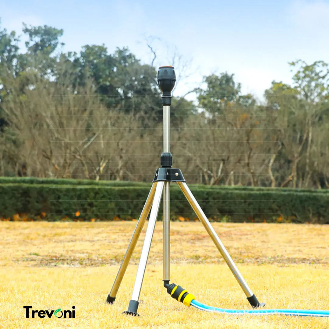 Aspersor Tripé Automático para Irrigação 360º - Máxima Eficiência e Pressão + BRINDE (Mang. Profissional de 15 Metros)